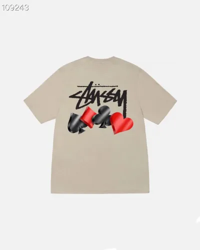 Stussy Fashion Gradient Poker Flower Printed Short Sleeve Unisex Casual T-shirt