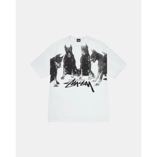 Stussy Classic Doberman print reflective short sleeved Unisex casual t-shirt