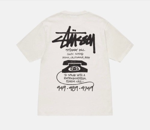 Stussy Fashion Retro Phone Logo Printed Short Sleeve Unisex Casual T-shirt