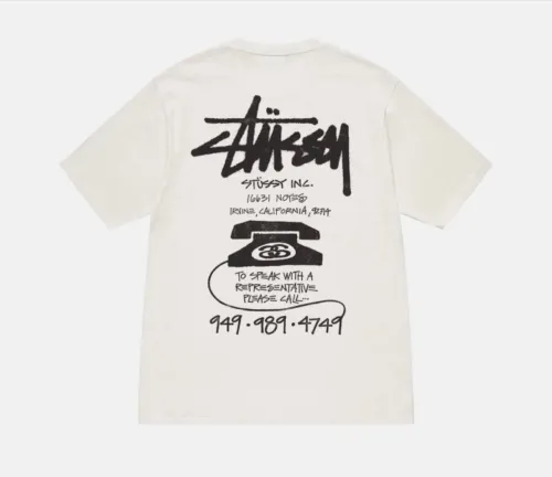 Stussy Fashion Retro Phone Logo Printed Short Sleeve Unisex Casual T-shirt