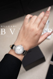 Bvlgari New Women's Inlaid Silk Leather Strap Quartz Watch