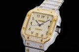 Cartier Fashion Full Diamond English Watch Couple Automatic Watch