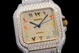 Cartier Fashion Full Diamond English Watch Couple Automatic Watch