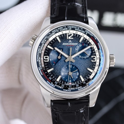 JAEGER-LECOULTRE Men's Time Zone Gradient Dial Leather Strap Watch