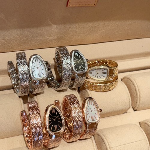 Bvlgari New Fashion Diamond Set Serpentine Quartz Watch