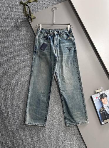 Prada New Retro Washed Jeans Classic Loose Straight Pants