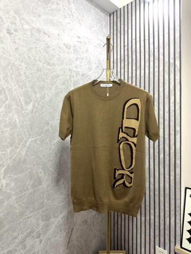 Dior New Couple Logo Jacquard Casual Sweater Short Sleeve T-shirt