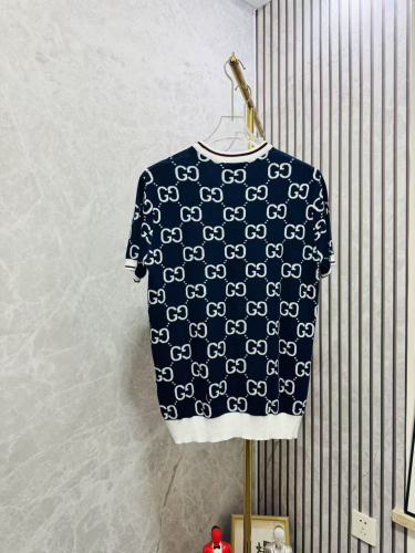 Gucci Fashion Couple Double G Jacquard Knitted Short Sleeve Round Neck Sweater
