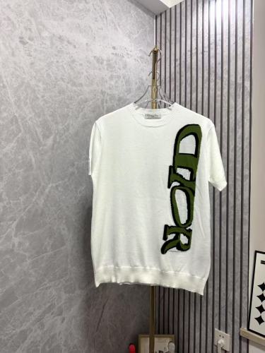 Dior New Couple Logo Jacquard Casual Sweater Short Sleeve T-shirt