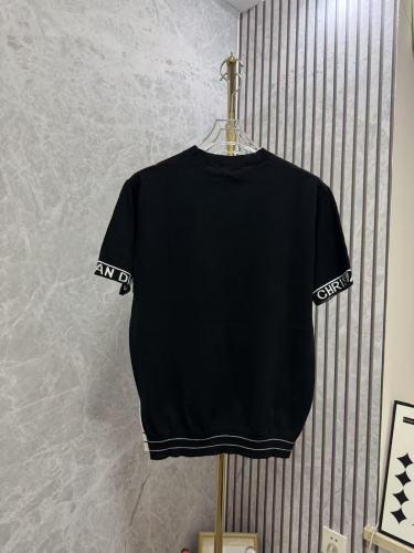 Dior New Couple's Versatile Jacquard Casual Sweater Short Sleeve T-shirt