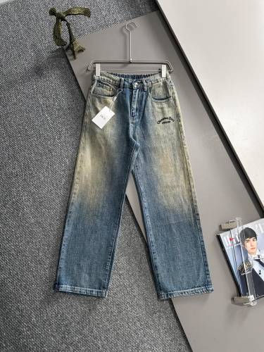 Dior New High Street Gradient Jeans Retro Loose Straight Pants