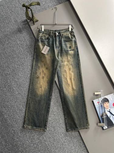 Balenciaga New High Street Loose Jeans Retro Distressed Straight Pants