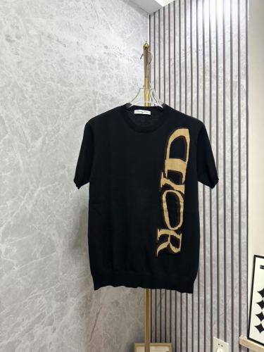 Dior New Couple Logo Jacquard Casual Sweater Short Sleeve T-shirt