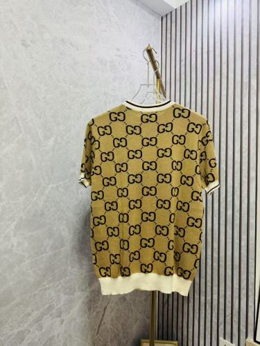 Gucci Fashion Couple Double G Jacquard Knitted Short Sleeve Round Neck Sweater