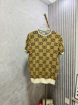 Gucci Fashion Couple Double G Jacquard Knitted Short Sleeve Round Neck Sweater