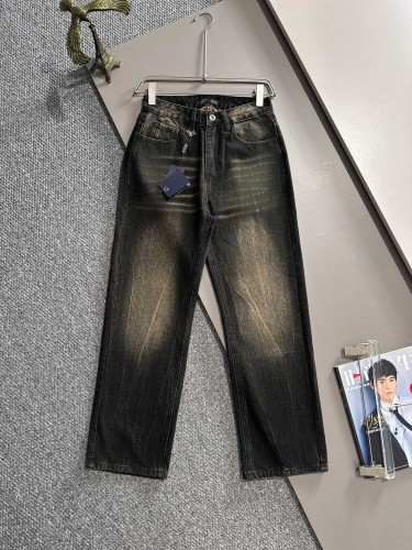 Prada New Classic Versatile Washed Jeans Casual Straight Pants