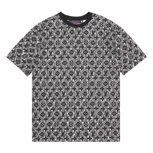 Louis Vuitton Fashion Double layered Jacquard Old Flower Short Sleeve Couple Casual T-shirt