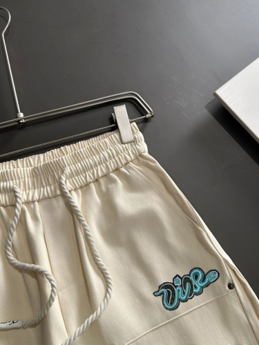 Dior New Unisex Fashion Embroidered Elastic Band Casual Pants Work Pants