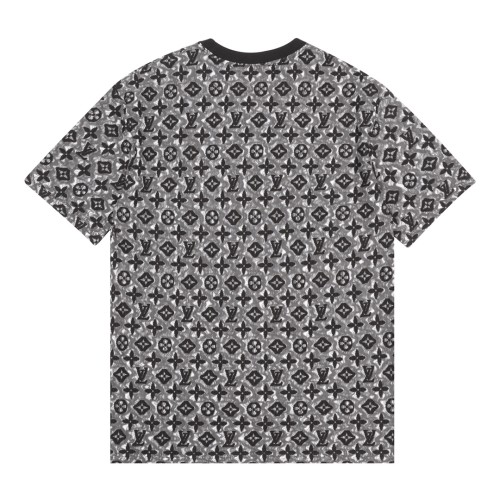 Louis Vuitton Fashion Double layered Jacquard Old Flower Short Sleeve Couple Casual T-shirt