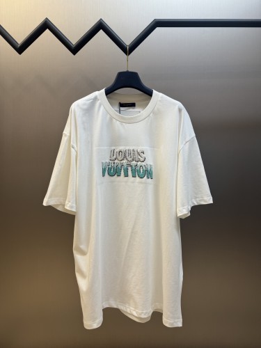 Louis Vuitton New Fashion Bead Logo Short Sleeve Couple Loose T-shirt