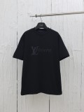 Louis Vuitton New Rainbow Gradient Vertical Pattern Printed Short Sleeve Couple Casual T-shirt
