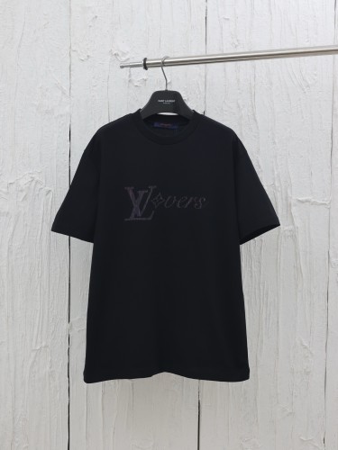 Louis Vuitton New Rainbow Gradient Vertical Pattern Printed Short Sleeve Couple Casual T-shirt