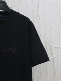 Louis Vuitton New Rainbow Gradient Vertical Pattern Printed Short Sleeve Couple Casual T-shirt
