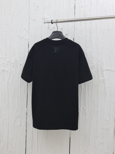 Louis Vuitton New Rainbow Gradient Vertical Pattern Printed Short Sleeve Couple Casual T-shirt