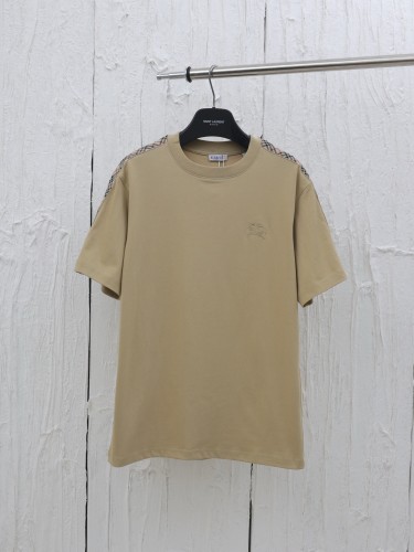 Burberry Classic Ribbon Grid Embroidered War Horse Short Sleeve Couple Casual T-shirt