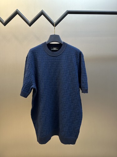 Fendi New Double F Jacquard Hooded Woolen Short Sleeve