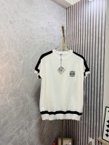 Loewe New Unisex Front Embroidered Logo Jacquard Knitted Short Sleeve