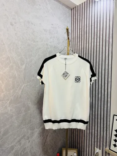 Loewe New Unisex Front Embroidered Logo Jacquard Knitted Short Sleeve