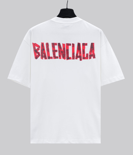 Balenciaga New Tape Logo Short Sleeve Unisex Casual Round Neck T-shirt