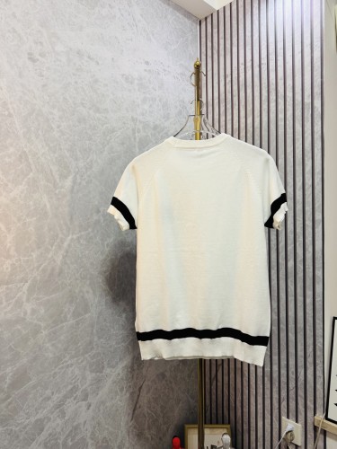 Loewe New Unisex Front Embroidered Logo Jacquard Knitted Short Sleeve