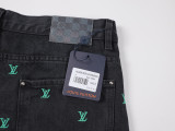 Louis Vuitton New Fashion Full Gradient Embroidered Logo Casual Washed Jeans