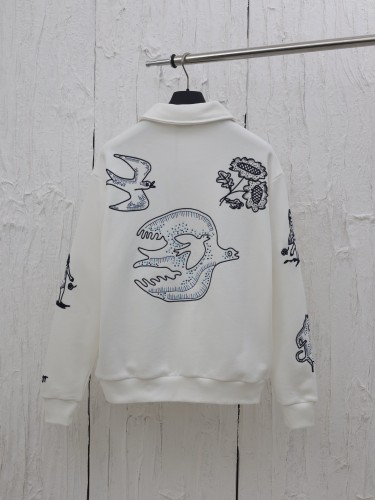 Dior New Embroidered Half Zipper Collar Hoodie