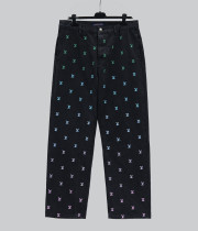 Louis Vuitton New Fashion Full Gradient Embroidered Logo Casual Washed Jeans