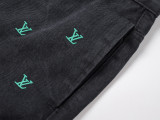 Louis Vuitton New Fashion Full Gradient Embroidered Logo Casual Washed Jeans