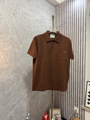 Gucci New Unisex Logo Leader Jacquard Knitted Collar Short Sleeve Sweater