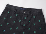 Louis Vuitton New Fashion Full Gradient Embroidered Logo Casual Washed Jeans