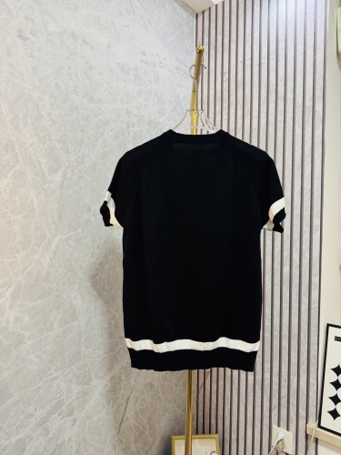Loewe New Unisex Front Embroidered Logo Jacquard Knitted Short Sleeve