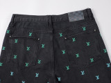 Louis Vuitton New Fashion Full Gradient Embroidered Logo Casual Washed Jeans