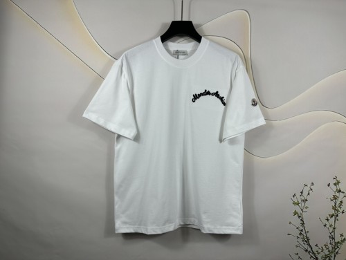 Moncler New 3D Embroidered Short Sleeve Unisex Casual Round Neck T-shirt