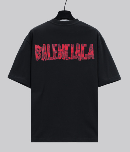 Balenciaga New Tape Logo Short Sleeve Unisex Casual Round Neck T-shirt