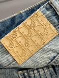 Dior New Fashion Loose Wide Leg Jeans Unisex Washed Straight Pants