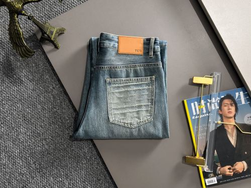 Dior New Fashion Loose Wide Leg Jeans Unisex Washed Straight Pants