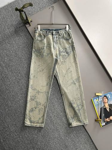 Dior New Fashion Loose Wide Leg Jeans Unisex Washed Straight Pants