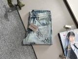 Balenciaga Fashion Graffiti Loose Wide Leg Jeans Unisex Washed Straight Pants