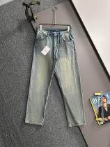 Dior New Fashion Loose Wide Leg Jeans Unisex Washed Straight Pants