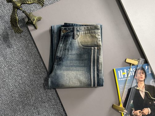 Louis Vuitton New Fashion Loose Wide Leg Jeans Unisex Washed Straight Pants